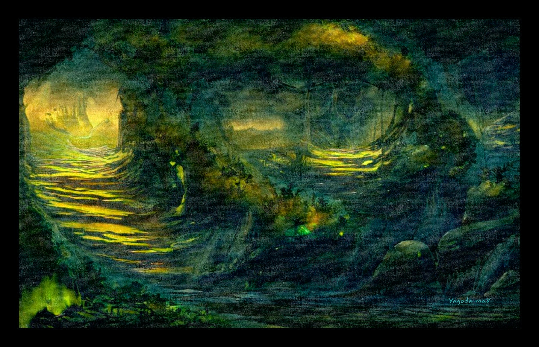 Surrealizm Magiczny - krajobraz - schody nocą
